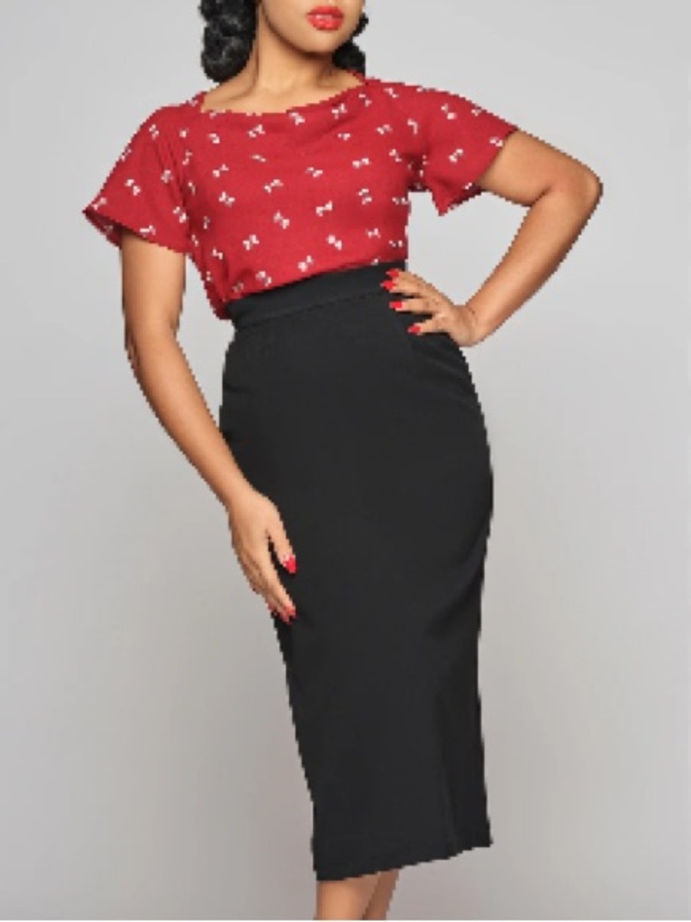 Collectif Black High-Waist Pencil Skirt, Small, EUC